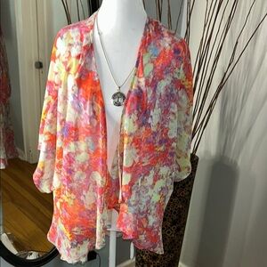 3x20 Decree Pink and Orange 3/4 Sleeve Flowy Blouse